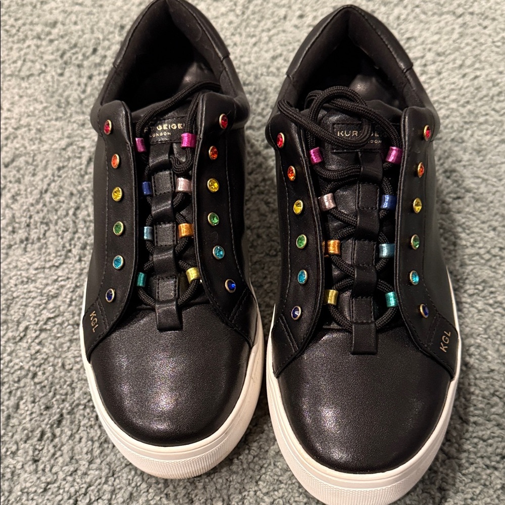 Kurt Geiger Black Sneakers with Multicolor Eyelets